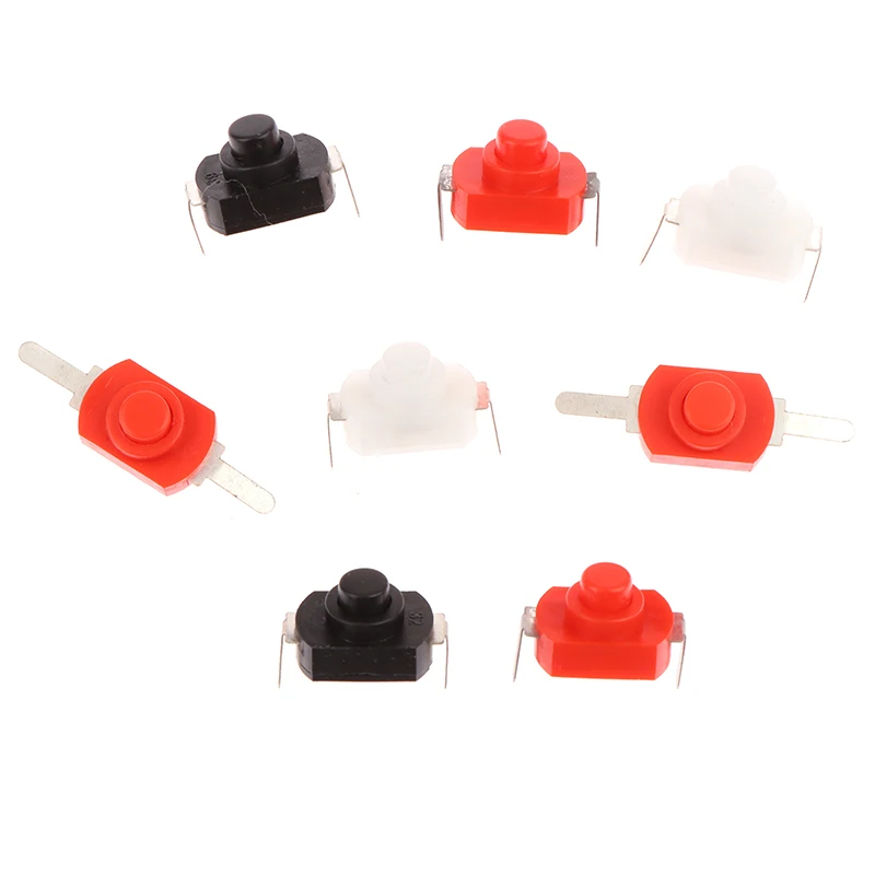 10pcs DC 1A 250V Black On Off Mini Push Button Switch For Electric Torch Black White Red