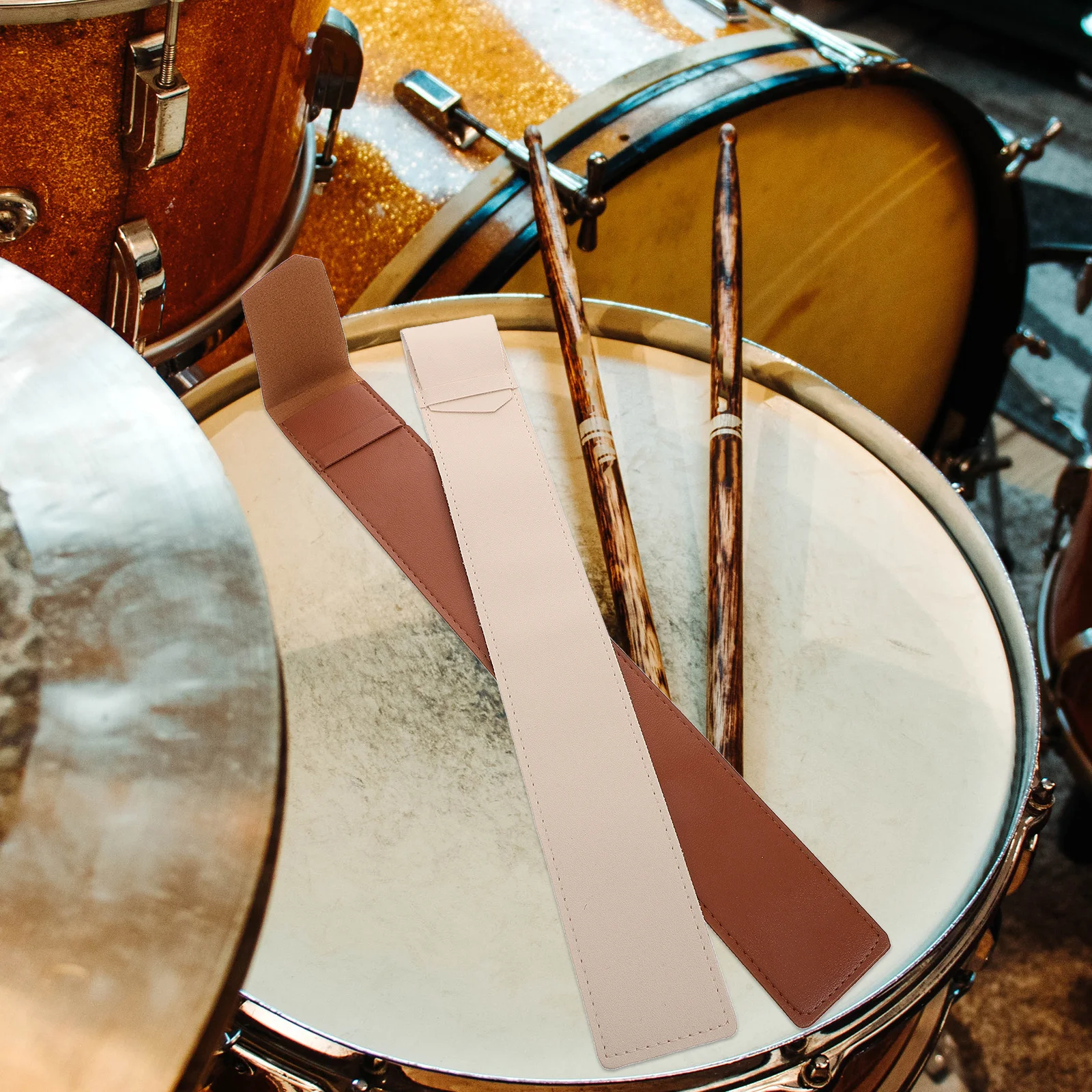 2 個ブラウンベージュドラムスティックオーガナイザーケースユニバーサルフィット打楽器保護ドラムスティックバッグセット