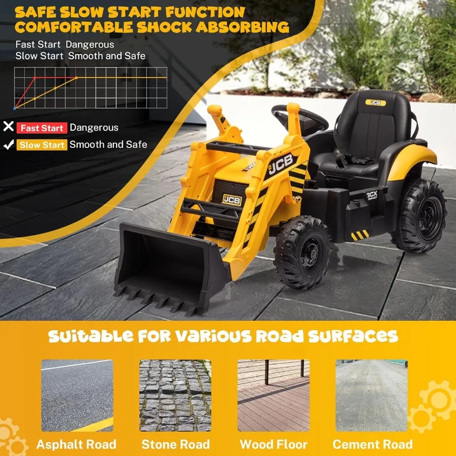 24V JCB Ride on Excavator Ride on Construction Vehicles with Remote Control Bulldozer Digging Arm Sand Digger and Backhoe Shove