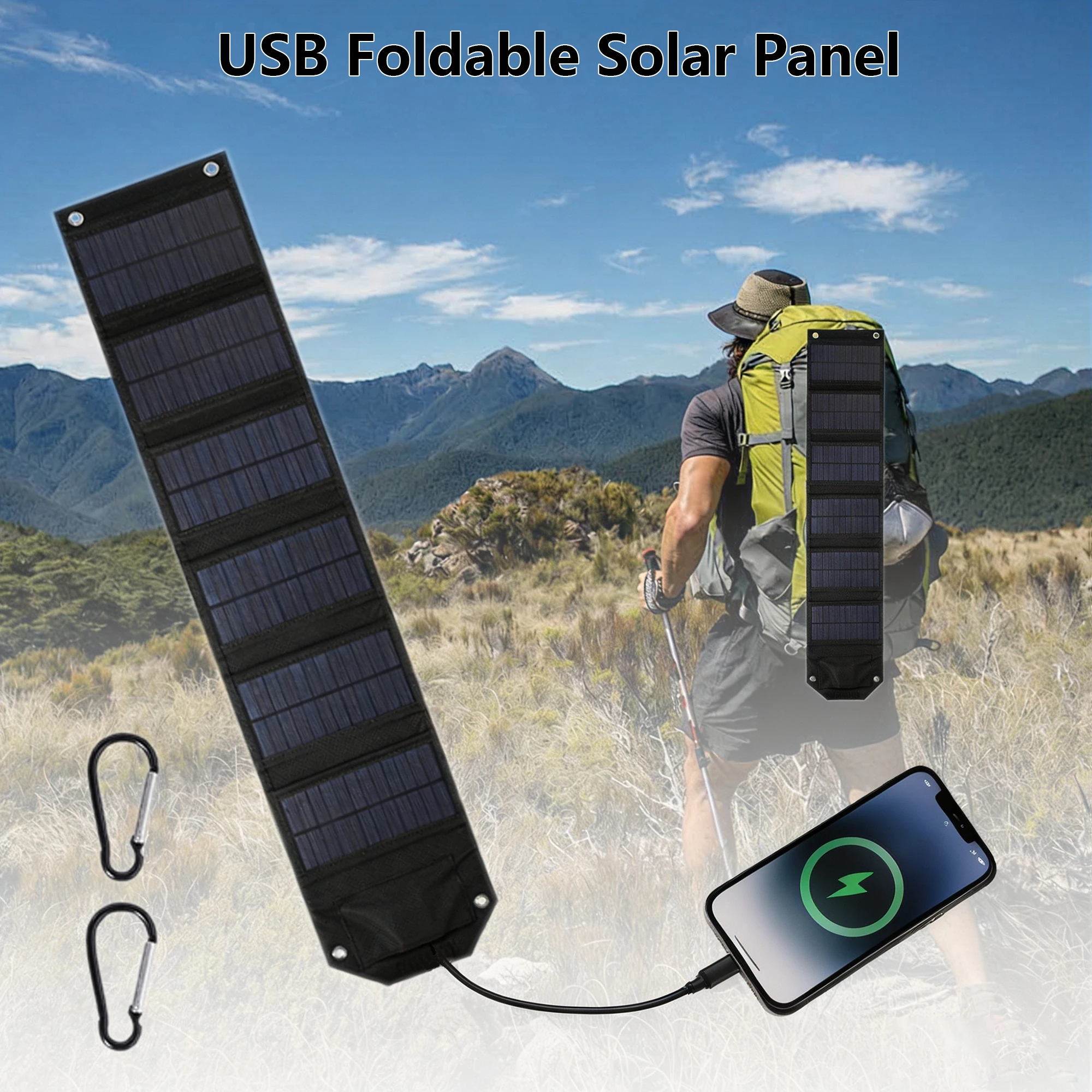 Foldable Solar Panel 60W 80W 100W Portable Solar Charger, Power Bank & Flashlight, 5V USB-C Phone Charger for Outdoor Camping