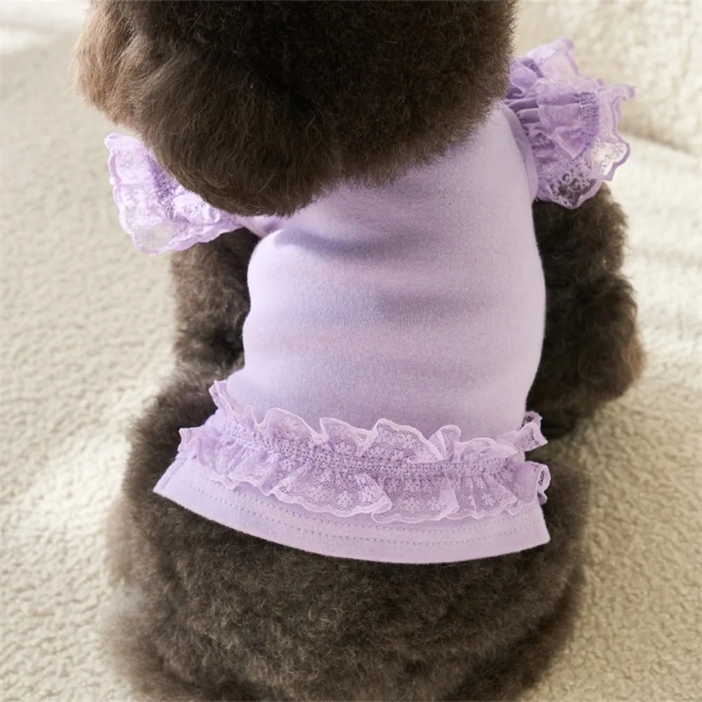 Comfortable Lace Pet Summer Vest Soft Breathable Cat Base Skirt Flying Sleeve Pet Dress Spring