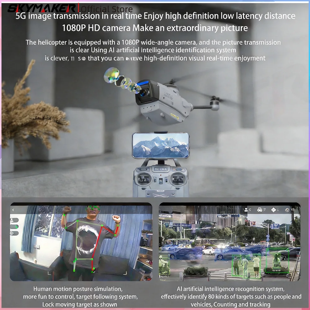 RC ERA C127AI C127 C128 2.4G 4CH Remote Contro Flybarless RC Helicopter 6-Axis Gyro Brushless Wifi FPV Camera Aicraft for Adult