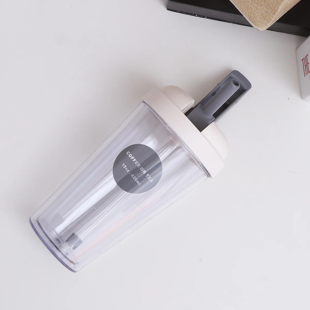 

Double-layer Plastic Water Cup Leak Proof Drinking Bottle Spout Leakproof with Straw