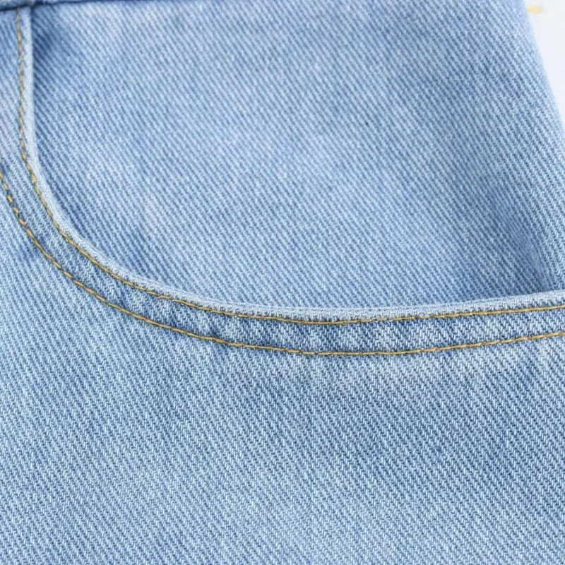 Tuta in Denim con scollo all'americana TRAF tuta lunga con spalle scoperte donna pantaloni larghi larghi tute tute estive senza schienale Jeans