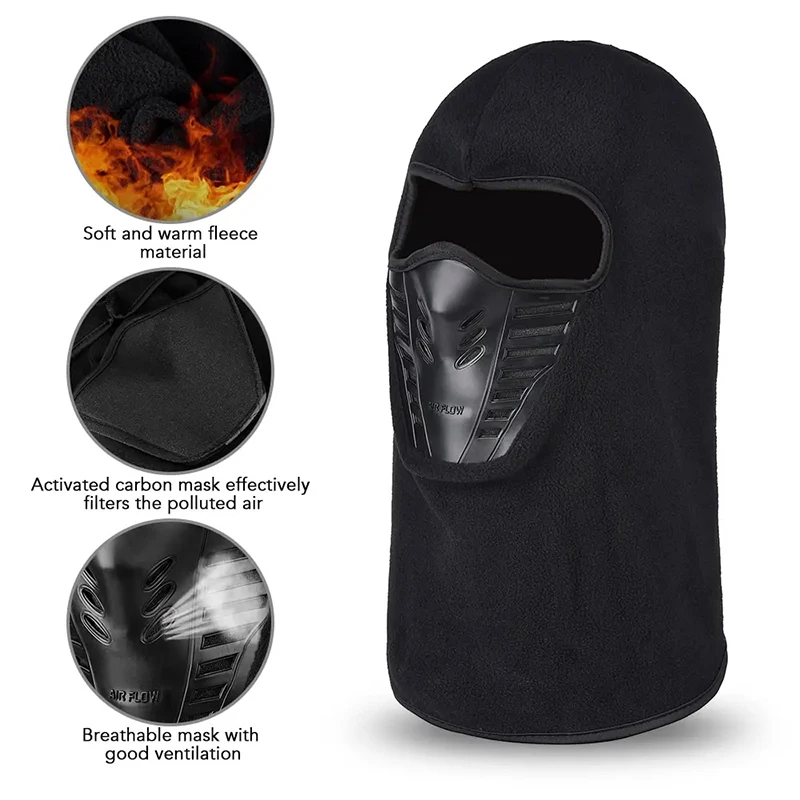 Motorcycle Mask Fleece Thermal Neck Full Face Mask Keep Warm Riding Balaclava Biker Ski Winter Windproof Dustproof Face Shield