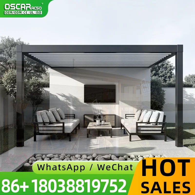 Sturdy Aluminum Patio Pergola with Retractable Canopy and Adjustable Louvers Innovative Weatherproof Backyard Deck Garden Poolsi