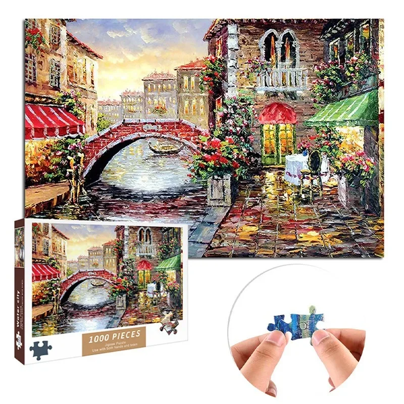 

1000 Pcs Paper Puzzle Water City 1000 Pieces of Children's Puzzle Male and Female Anime Toys Adult Stress Relief High Difficulty