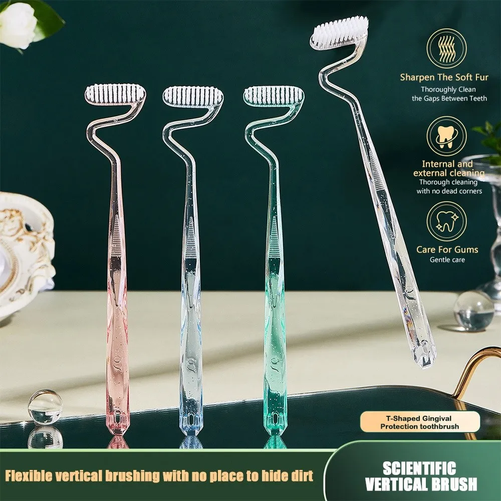 New Soft S-shaped Toothbrush Massage Tongue Coating Cleaning Vertical Toothbrush Oral Care Interdental Brush Adults