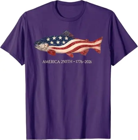 250 America Years 1776 2026 Fishing USA Flag 250th Birthday T-Shirt Y2k Fisherman Outdoor Clothes Novelty Anniversary Gift Tee – Detail 6