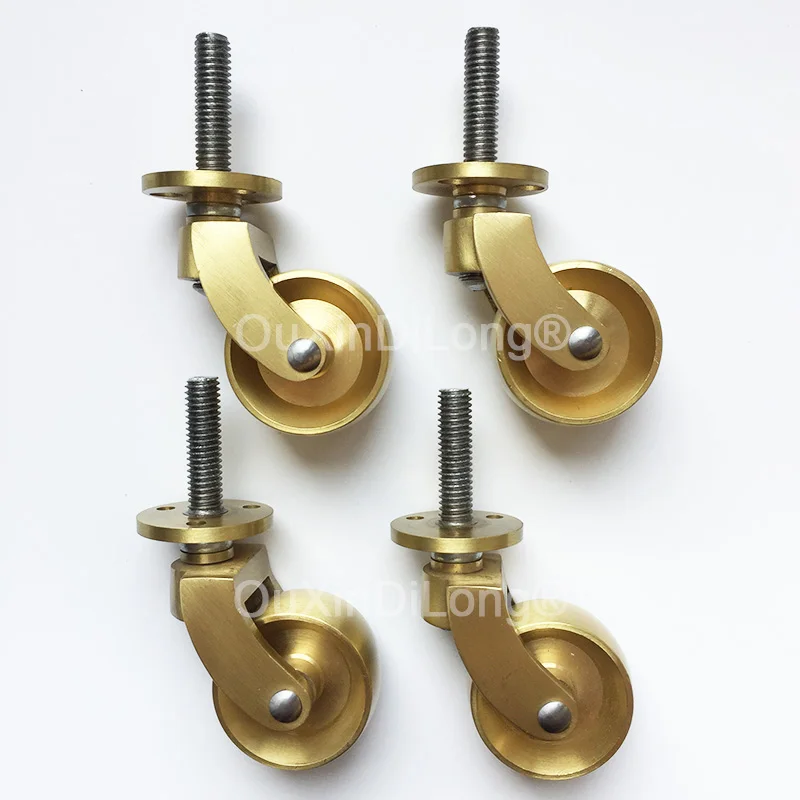 4PCS 1.25Inch Heavy Duty Antique Casters Furniture Brass Universal Wheels for Shelves Sofa Table Chair CD148