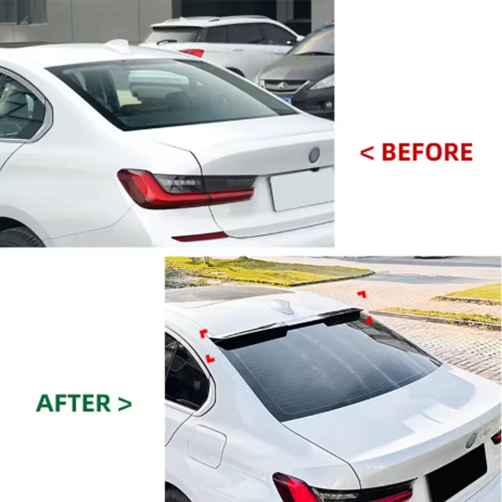 2 قطعة سبويلر السقف الخلفي للسيارة BMW 3 Series G20 320i 330i 330e M3 2019 + PSM نمط الجذع الخلفي الجناح ألياف الكربون نظرة #2
