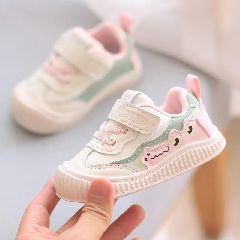 Baby Walking Shoes Toddler PU Leather Cute Stitching Sneakers Soft-soled Shoes Boys Girls Casual Sneakers Infant Sports Shoes