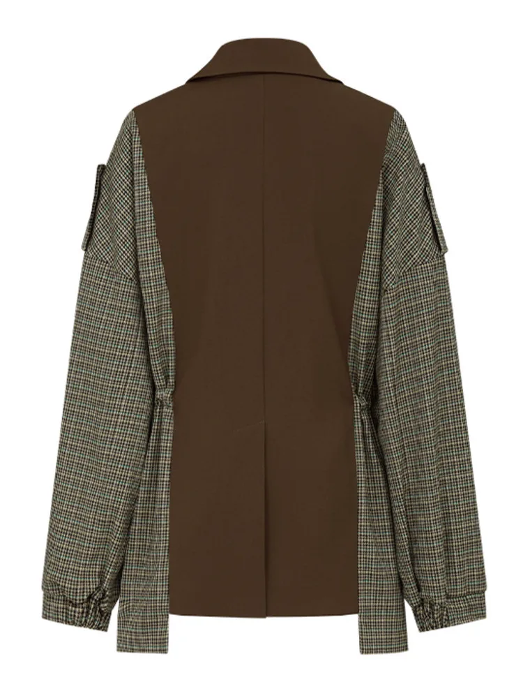 BJTZ Designer-Damen-Blazer mit unregelmäßigem, gespleißtem Farbblock, 2025, Sommermode, trendige, leichte, asymmetrische Stretch-Jacke