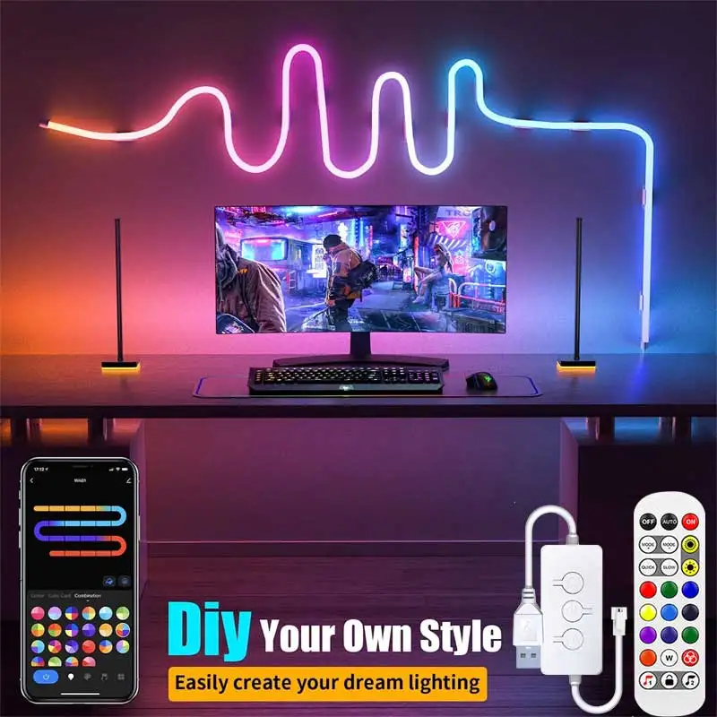 Imagem -03 - Fita de Luz de Neon Rgb Tuya Wifi dc 5v Usb 16 Cores Faça Você Mesmo Impermeável Luzes Flexíveis para tv Decoração de Casa Tiras de Iluminação