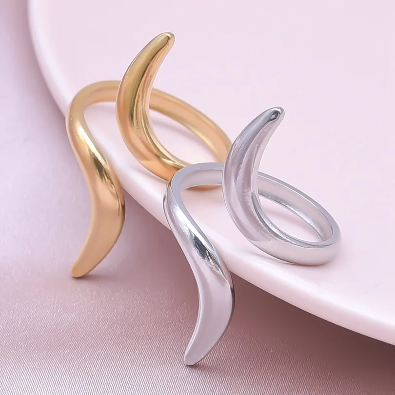 Popular stainless steel line opening women's minimalist Instagram style ring