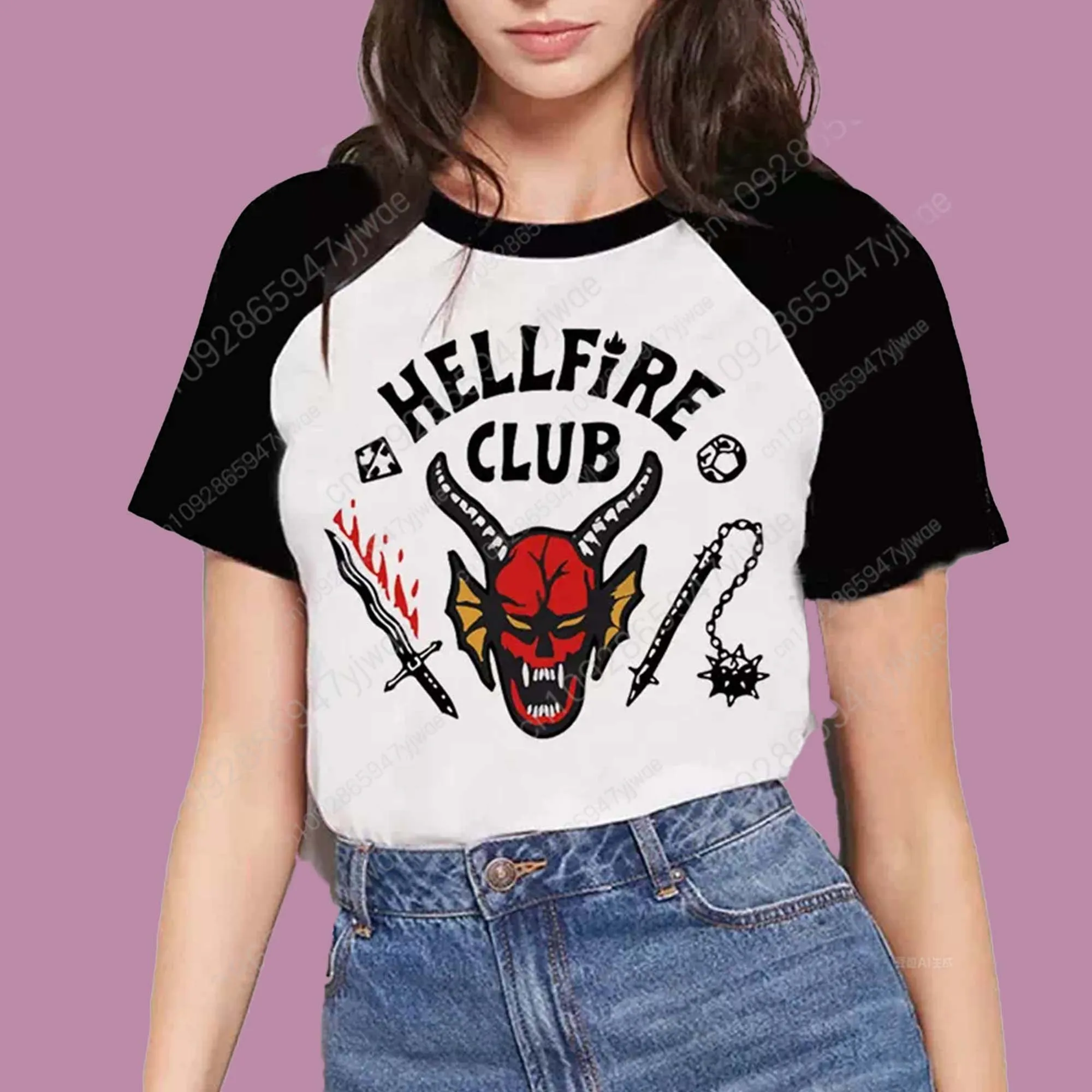 Camiseta gráfica Hellfire Monster de alta calidad de manga corta de verano con cuello redondo ropa de calle cómoda camisetas para adultos y niños