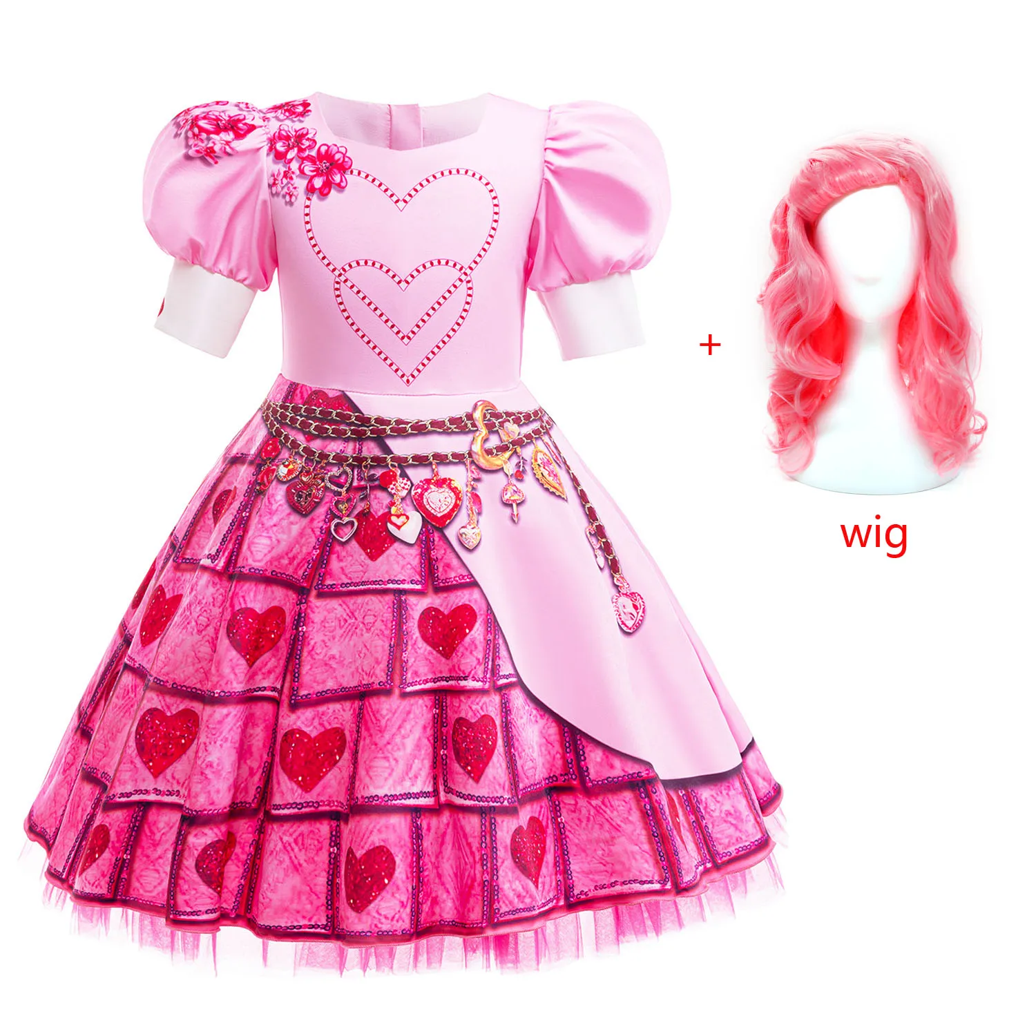 2026 New D-Descendants Costume For Baby Girl Evie Mal Dress Fashion Kid Pink Print Princess Frock Children Tunic Clothes