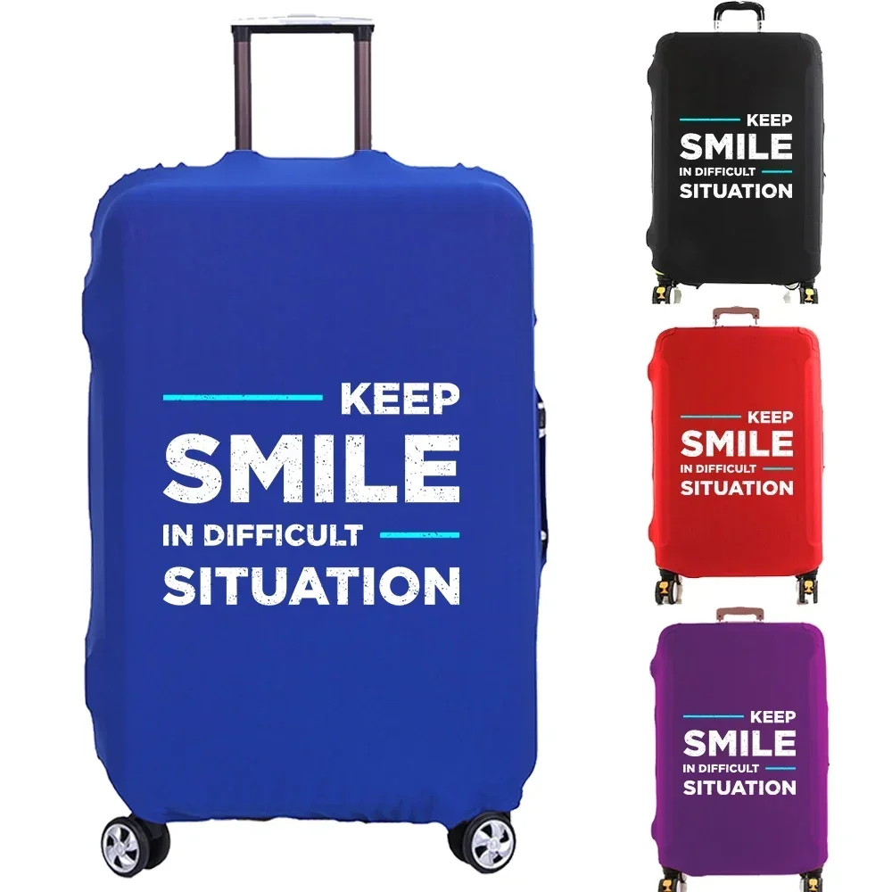 Luggage Cover Suitcase Protector Keep Smile Letter Thicker Elastic Dust Covering for 18-32 Inch Trolley Case Travel Accessories