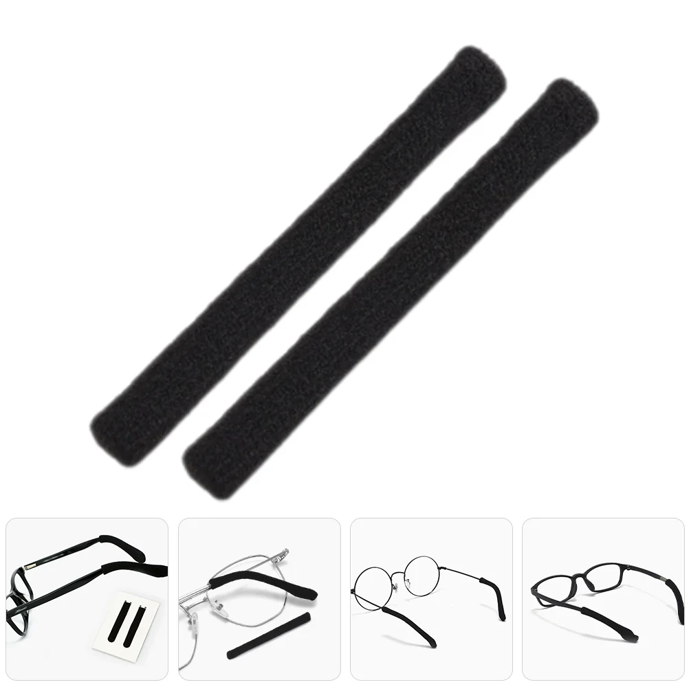 2 Pcs Eye Glasses Eyeglass Temple Tip Sleeve Anti-slip Retainer Ear Pads Shoes Black Tips