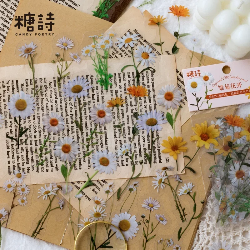 40 pz/borsa PET Stickers Bag Retro Nature Series Plant Fungu Mushroom felce Tulip Daisy Hand Ledger adesivi decorativi fai da te