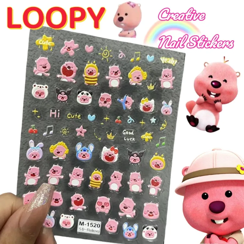 

Новые персонализированные креативные объемные наклейки для ногтей Pororo Loopy: милые и очаровательные стикеры для маникюра в стиле каваи для девочек, оптом
