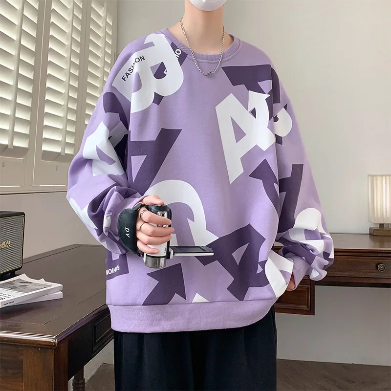 Giacca da uomo con cappuccio girocollo Nuova primavera e autunno Moda Lettera Pullover Felpa con cappuccio Giacca di grandi dimensioni per adolescenti Top ampio