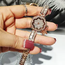 High Quality Fashion Flower Women Watches With Rhinestone Small Luxury Designer Watch Women Quartz Bracelet Watch