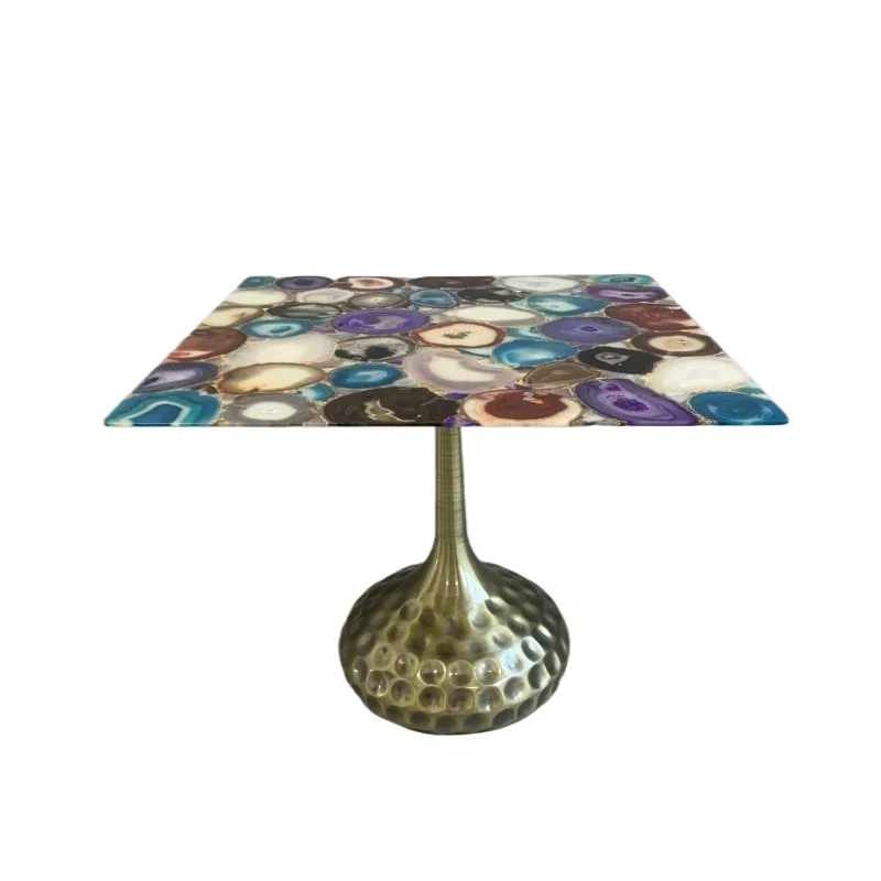 

Postmodern light luxury colorful agate coffee table/villa hotel model room large flat floor designer agate edge table