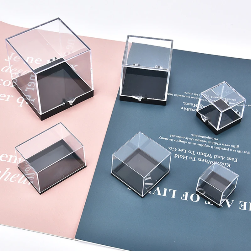 

1Pc Storage Boxes Lids Gemstone Display Coin Clear Container Specimen Mini Square Cube Acrylic Case Rough Mineral Standard