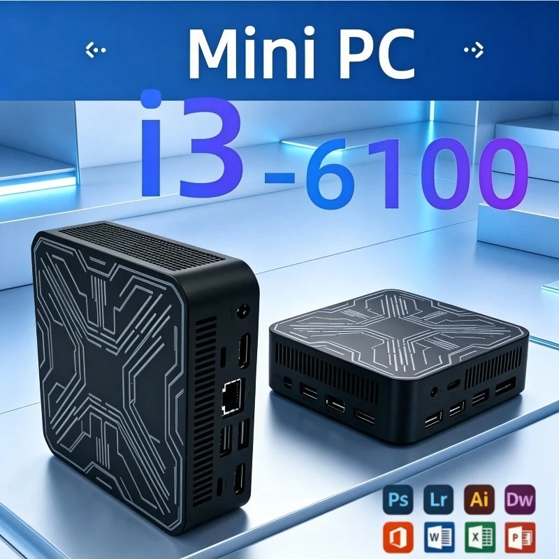 New Portable Mini PC Gamer Intel Core i3-6100 Mini Computer 16GB RAM 1TB 2TB SSD 1000M Ethernet Gaming PC Desktop