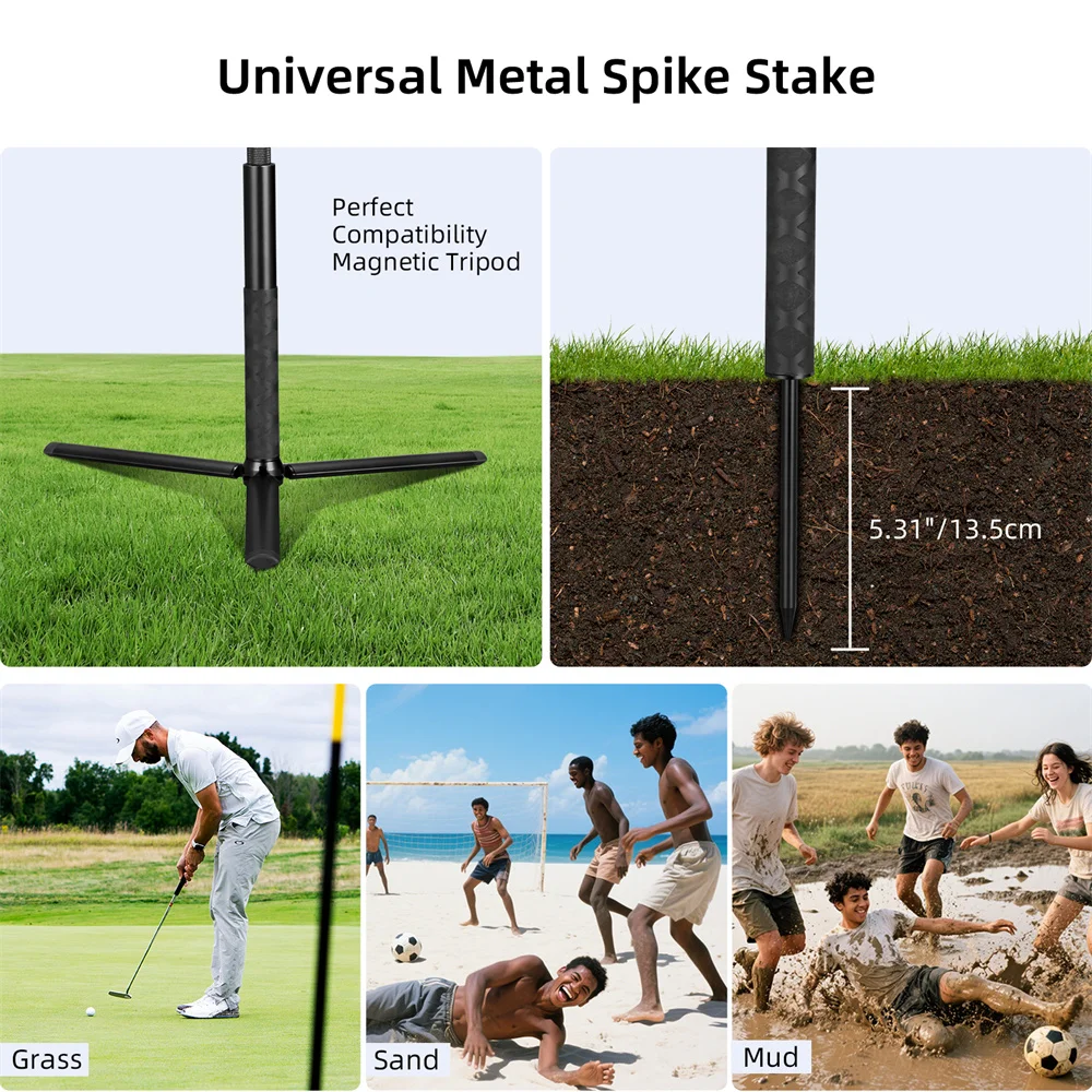 Telescopic Magnetic Golf Tripod Stand Metal Magnet Selfie Stick Monopod for Golf Traing Aid Swing Recording for iPhone Magsafe