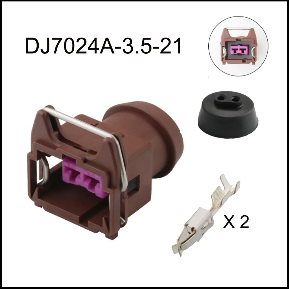 

200SET DJ7024A-3.5-21 Automotive wiring harness connector terminals 2 pin Plug socket rubber seal