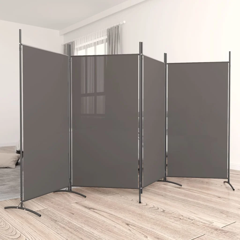 Antracita 4 Panel Divisor 346x180 cm Tela Productos de decoración del hogar, mamparas divisorias, pantallas de privacidad