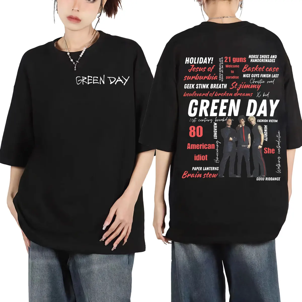 

Rock Band Green Day Song Title Graphic T Shirts Men Women Harajuku Punk Short Sleeve T-shirt Fashion Vintage Oversized T-shirts