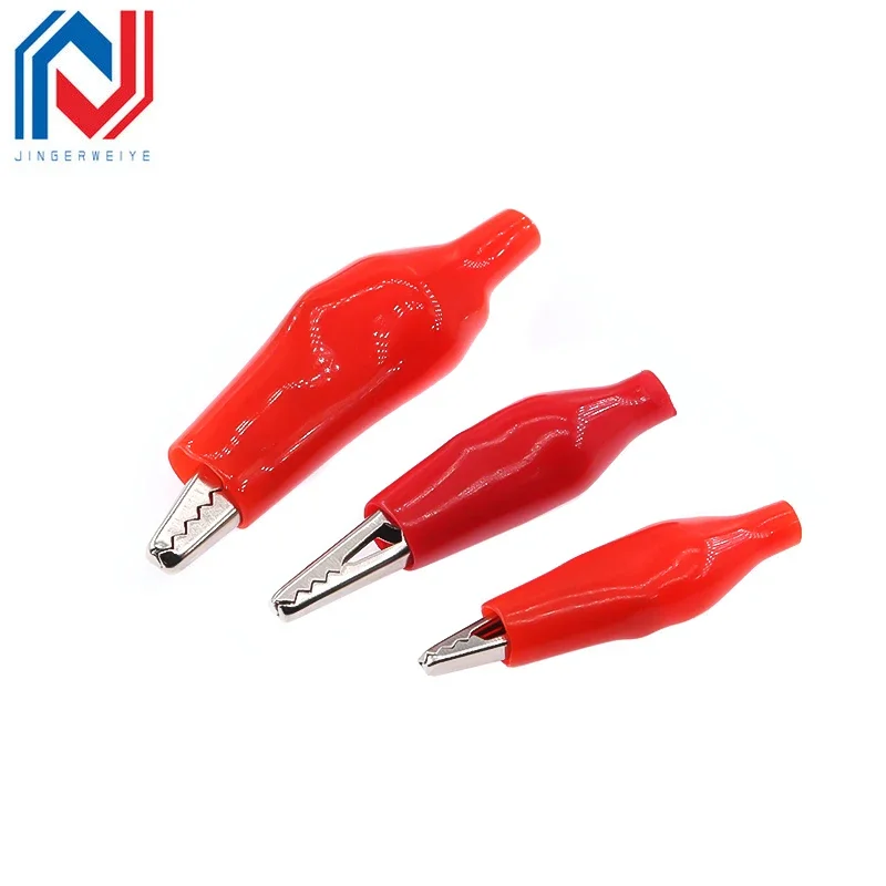 10Pcs 28MM 35MM 44MM Red Black Soft Plastic Coated Probe Mini Alligator Test Clips