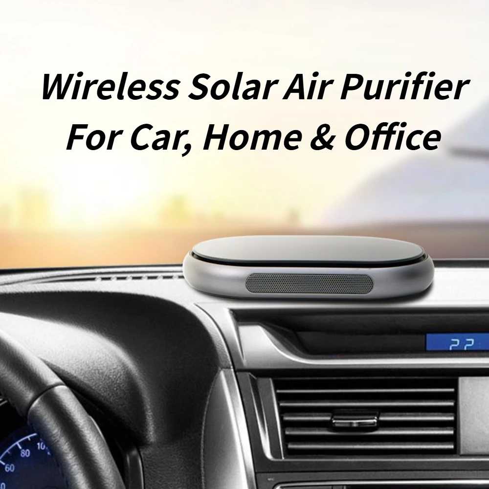 

For Car Home Office Desktop Air Purifier Wireless Solar Powered Aluminum Alloy Portable Freshener Cleaner Purification Device