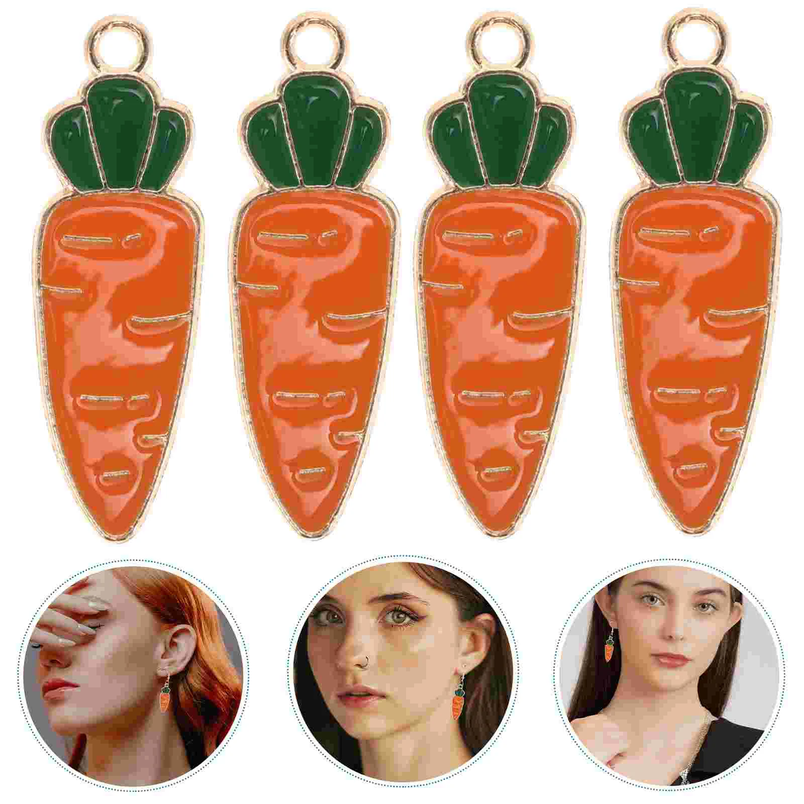 

50 Pcs Carrot Accessories Cartoon Charm Easter Alloy Pendant Earrings Theme Accessory Locket