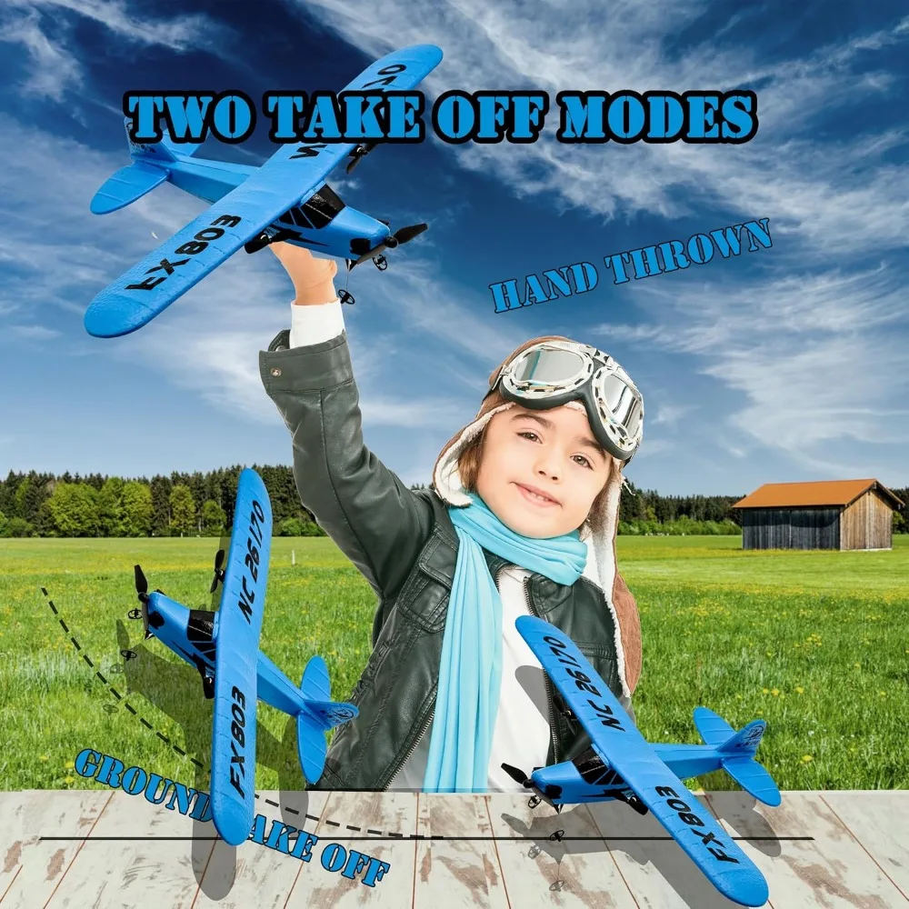 2 Channel Remote Control Foam Airplane for Kids - Easy to Fly Outdoor Glider Toy for Boys and Girls