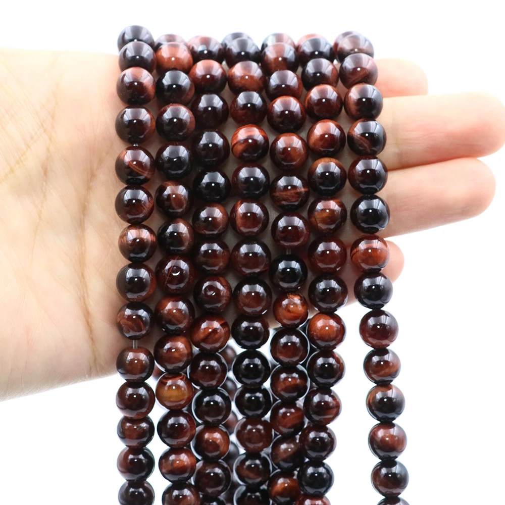 Natural Stone Beads Red Tiger Eye Round Loose Beads DIY Charm Bracelet Earrings Necklace Jewelry Making Accessories 15