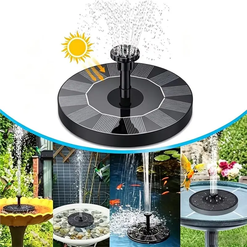 BMBY-Solar-Powered Fountain Pump 18Cm With Color Light For Circulation Aerator, Garden Rockery Sprinkler, Fish Pond Water Tank