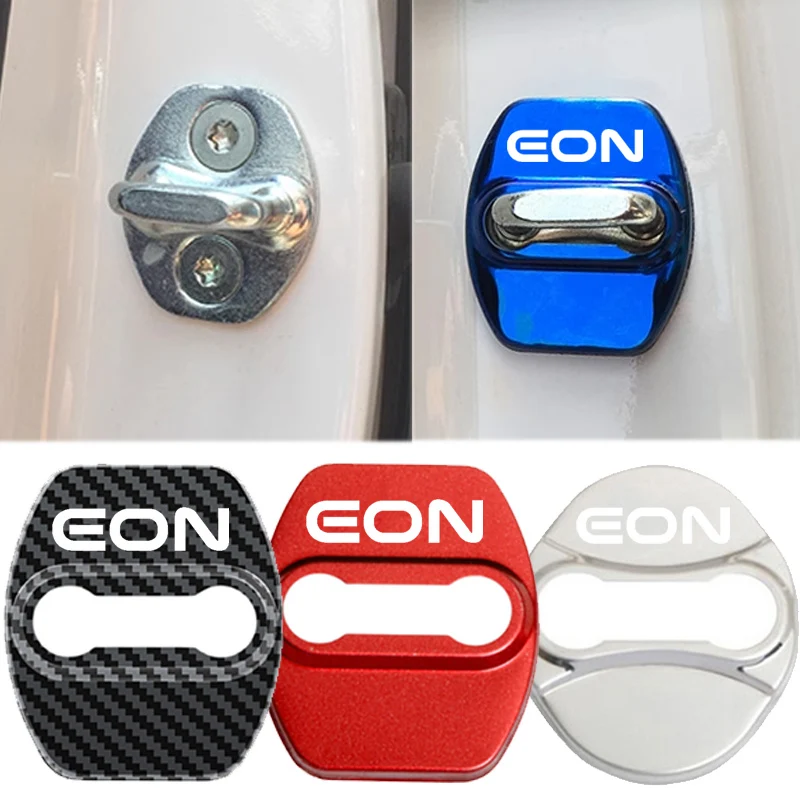 4PCS Car Interior Door Lock Anti-rust Cover Buckle Styling for Hyundai EON Logo Protective Stainless Steel Case Decoration