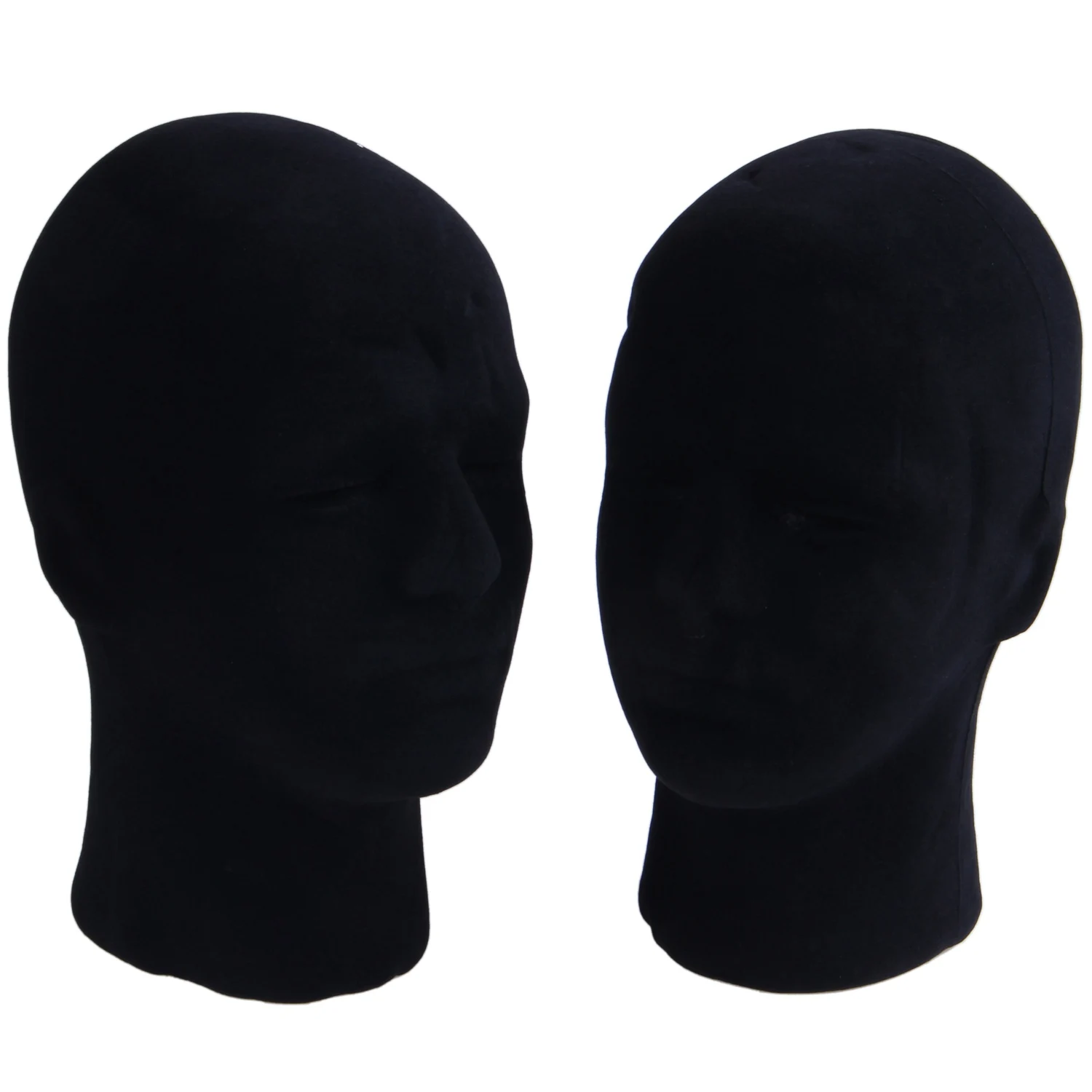 Polystyrene Black Foam Men Model Mannequin Head Dummy Stand Shop Display Hat, 2 x BLACK