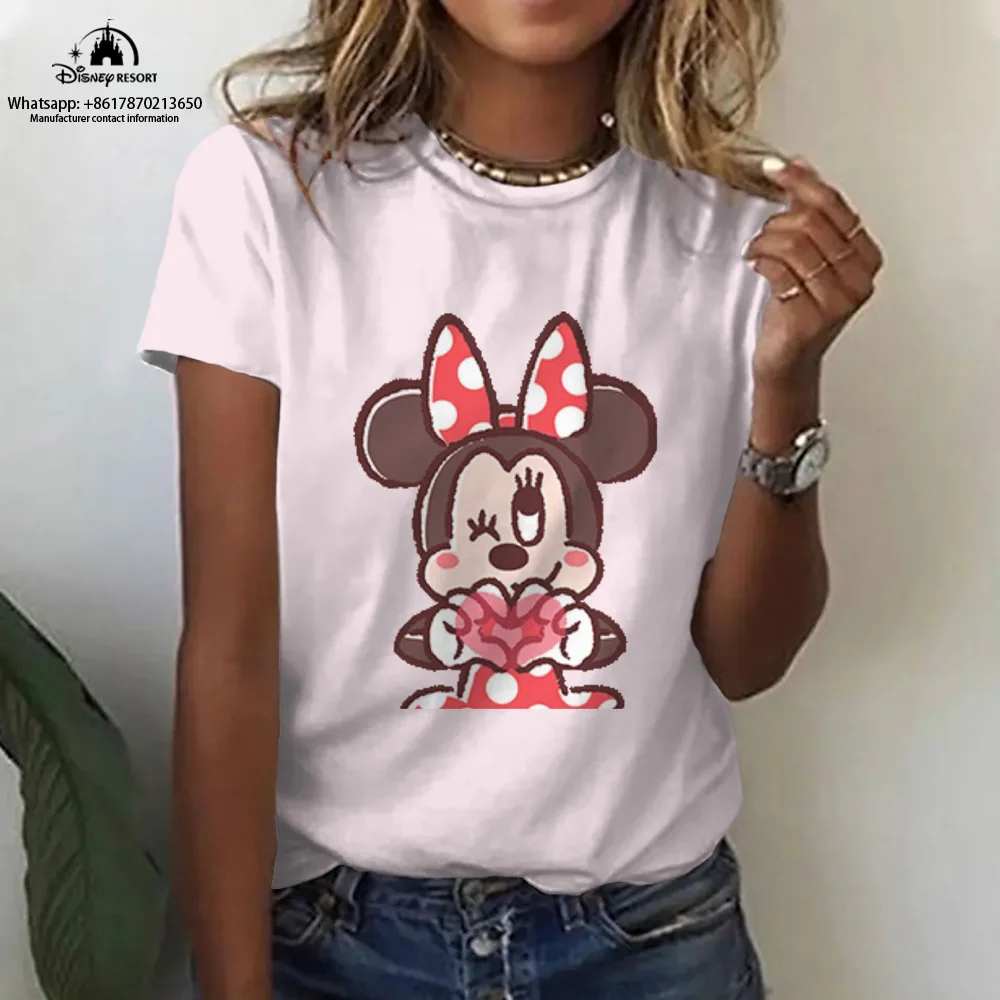 

Donald Duck New Casual Harajuku Children's Tops Fashion Street Style Printed Minnie Animation Women's Round Neck T-Shirt 2K