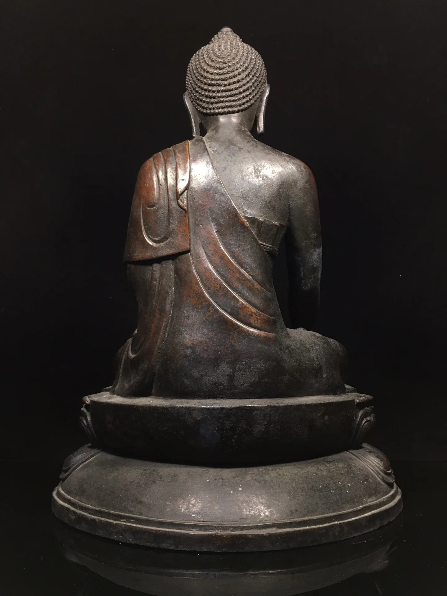 

20"Tibetan Temple Collection Old Purple Bronze Cinnabars Mud gold Shakyamuni Lotus Terrace Buddha Amitabha Worship Hall
