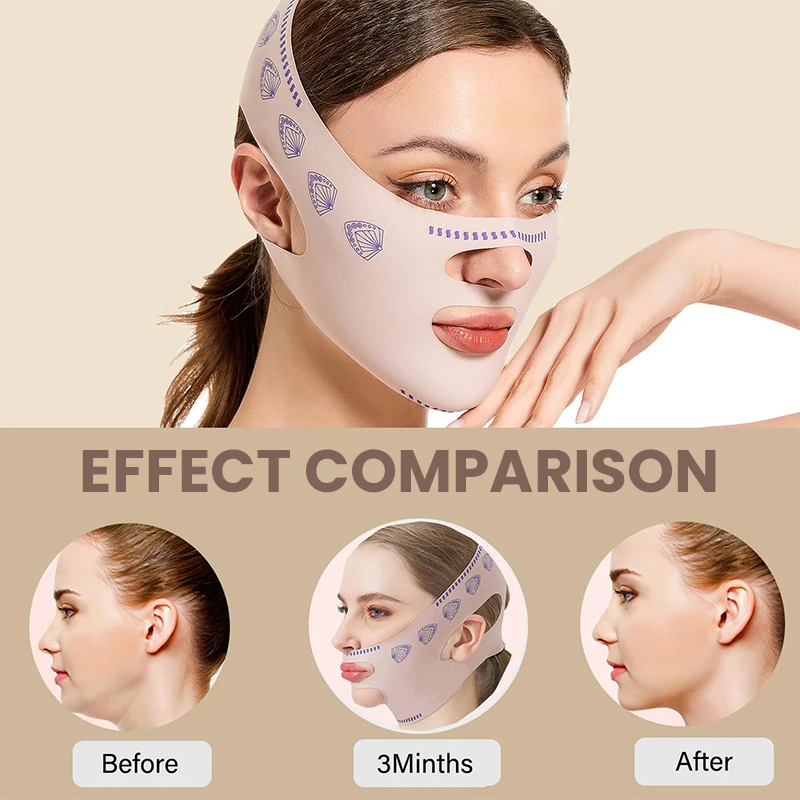 الوجه التخسيس ضمادة الخامس خط الوجه المشكل قابلة لإعادة الاستخدام النساء الذقن الخد رفع حزام تدليك الوجه حزام قناع النوم الوجه الجمال #3