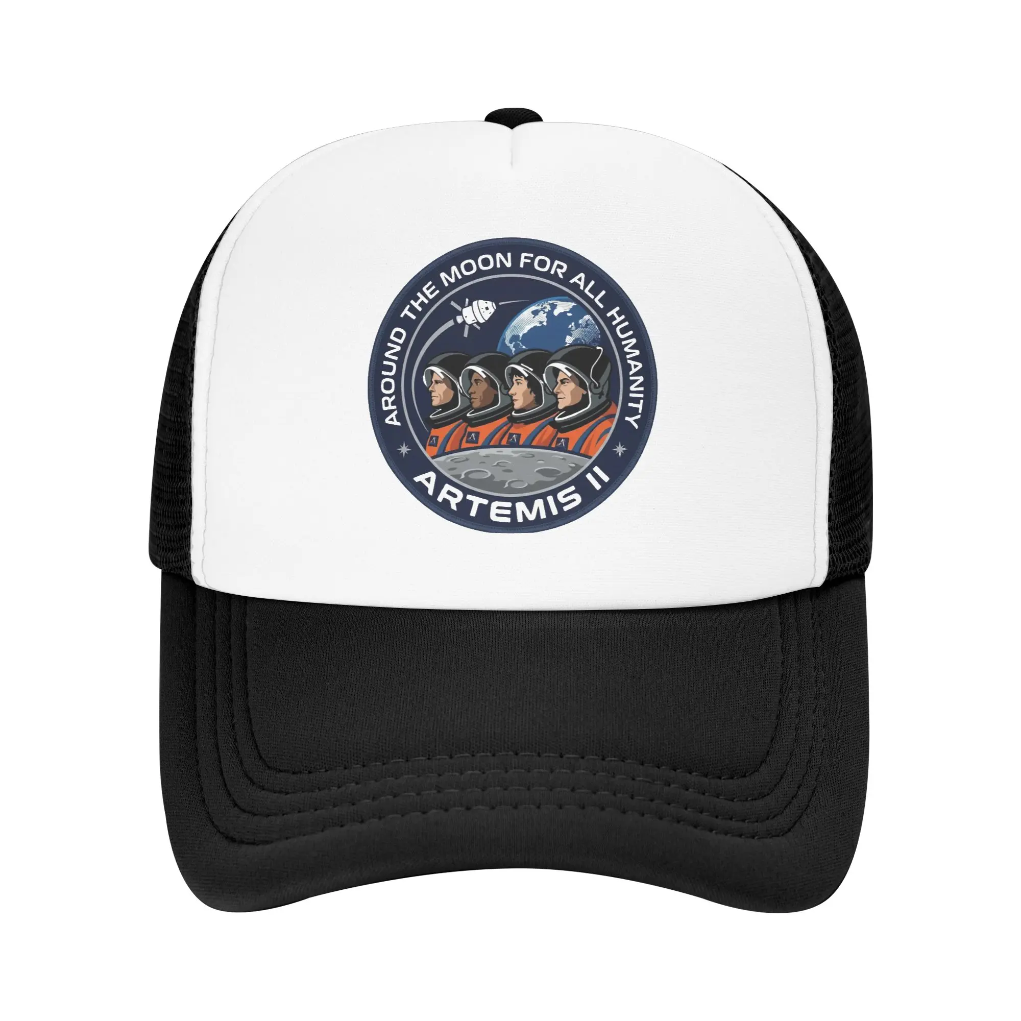 Around The Moon For All A-Artemis II Trucker Cap Mesh Baseball Caps  Dad Hat Trucker Worker Cap Adjustable Sun Caps