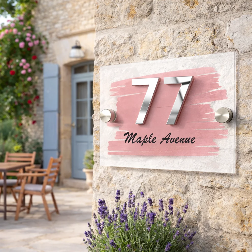 House Number Outdoor Entrance Sign for Home, Transparent Acrylic Plate House Number Plate, Modern Exterior House Numbers