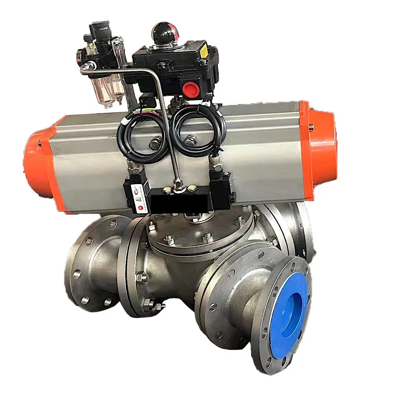 Pneumatic Y-Type Tee Joint Ball Valve 120 Degrees 30 Degrees Granular Powder Cross over Valve Reversing Valve