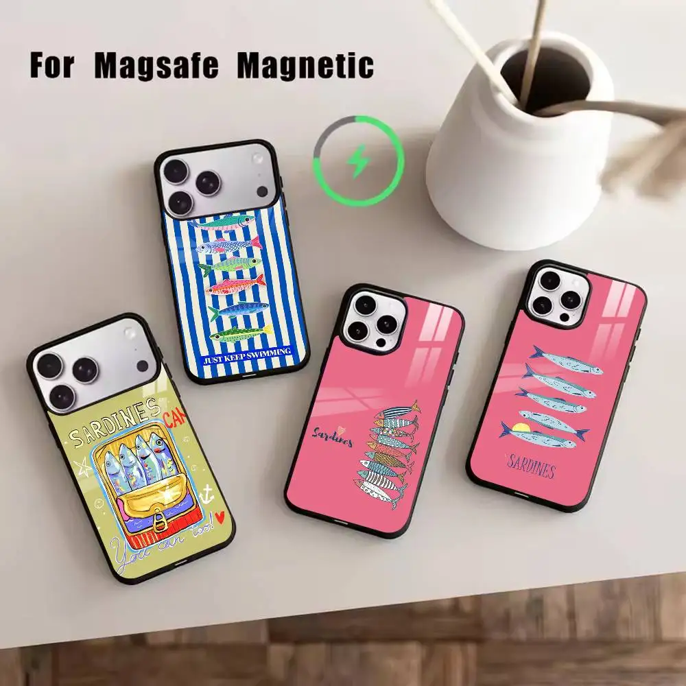 

Sardine Phone Case For iPhone17,16,15,14,13,12,11 Plus,Pro Magnetic For Magsafe Wireless Charging