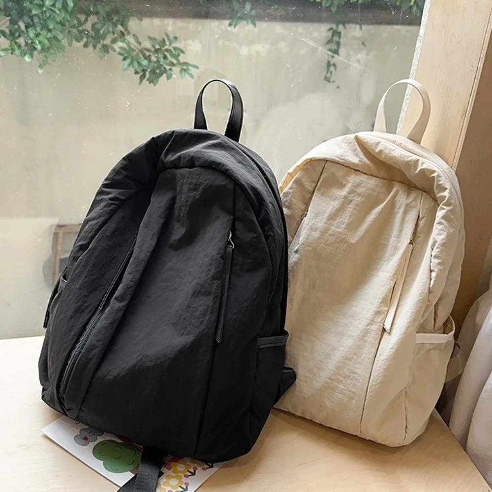 Простой однотонный дорожный рюкзак с несколькими карманами, легкий нейлоновый рюкзак, универсальный студенческий школьный рюкзак большой вместимости для мужчин